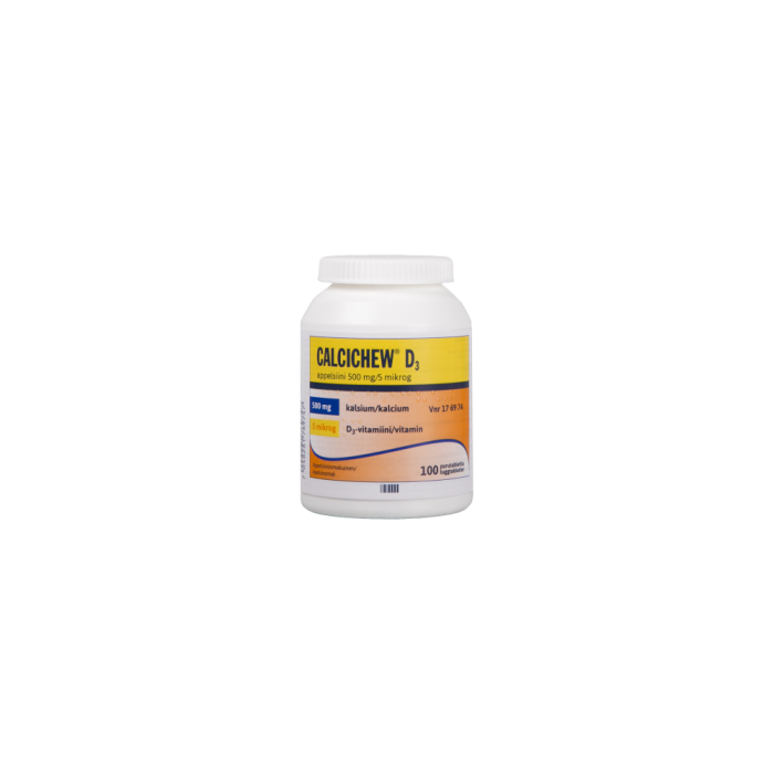 CALCICHEW D3 APPELSIINI purutabletti 500 mg/5 mikrog 100 kpl kuva 1