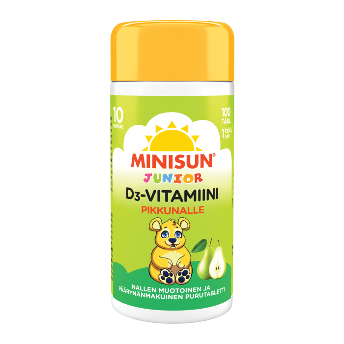 Minisun D-vitamiini Päärynä Nalle jr.10 mikrog 100 tabl