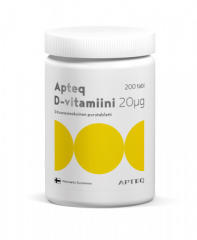 Apteq D-vitamiini 20 mikrog 200 tabl